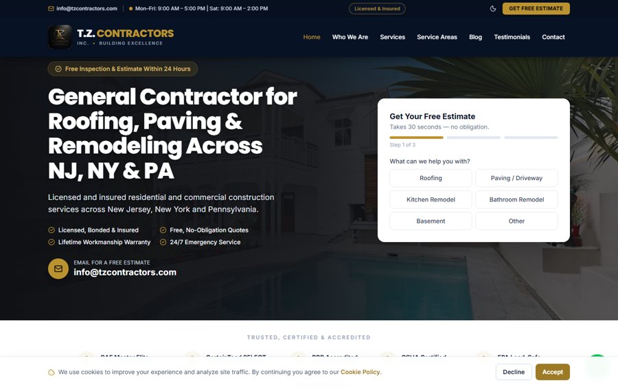 TZ Contractors — project screenshot